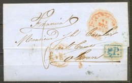 1848 , ZARAGOZA - OLORÓN , CARTA COMPLETA , BAEZA DE ZARAGOZA , MARCA " P.P." , TRÁNSITO , LLEGADA, PORTEO - ...-1850 Préphilatélie