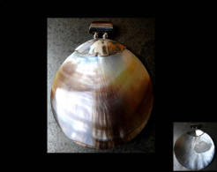 Large Pendant D´Océanie Argent Et Nacre / Oyster Shell And Silver Big Round Design Pendant - Anhänger