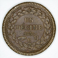 Monaco Un Decimes 1838 HIGH  GRADE # 1 - 1819-1922 Honoré V, Charles III, Albert I