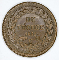 Monaco Un Decimes 1838 HIGH  GRADE # 3 - 1819-1922 Onorato V, Carlo III, Alberto I