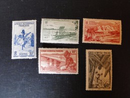 France Afrique Occidentale Lot De 5 Timbres MH* Y/T N° 24, 25, 26, 27, 28 - Neufs