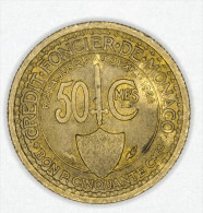 Monaco 50 Centimes 1924  AUNC # 1 - 1922-1949 Louis II