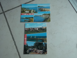 VDS  2 CARTES POSTALES SIGEAN MULTIVUES LE VILLAGE L'ETANG ET LA JETEE ROMAINE LE CAMPING MUNICIPAL ENTRE MER ET CORBIER - Sigean