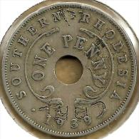 SOUTHERN RHODESIA BRITISH 1 PENNY INSCRIPTIONS FRONT KGVI NAME BACK 1939 F+ KM? READ DESCRIPTION CAREFULLY !!! - Rhodesia