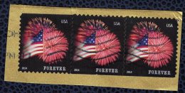 Etats Unis 2014 Oblitéré Used Sur Fragment Flag And Fireworks Drapeau Et Feu D´Artifice Forever - Usati