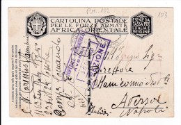 Cartolina Postale  - Per Le Forze Armate AFRICA ORIENTALE - Annullo Posta Militare 102 - Viagg. 1936 - Eastern Africa