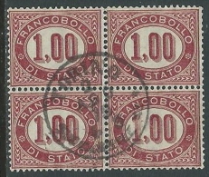 1875 REGNO USATO SERVIZIO DI STATO 1 LIRA QUARTINA - U24-3 - Dienstzegels