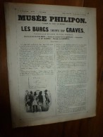 1840  LES BURGS Infiniment Trop GRAVES ,Tartinologie Découpée En 3 , Musée PHILIPON  (paroles Victor Hugo) ,ill Cham Etc - 1800 - 1849