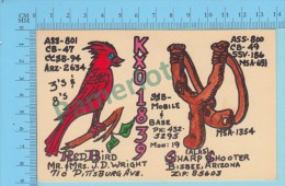 QSL  - Bisbee Arizona USA - Red Bird & Sharp Shooter -  2 Scans - CB-Funk