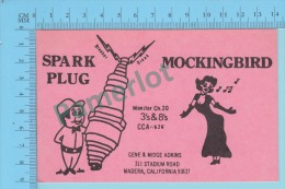 QSL  - Madera California USA - Spark Plug & Mockingbird -  2 Scans - CB-Funk