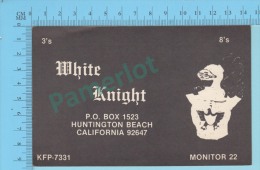 QSL  - Huntington Beach California  USA - White Knight -  2 Scans - CB-Funk