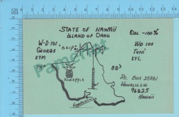 QSL  - Honolulu Hawaii USA - State Of  Hawaii Island Of Dahu -  2 Scans - CB-Funk