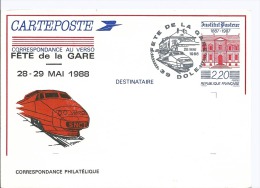 Carteposte Dole Jura - Fête De La Gare - Oblitération Temporaire 28 Mai 1988 - SNCF TGV - - Standard Postcards & Stamped On Demand (before 1995)