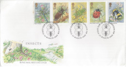 Londres 12 Mars 1975 FDC Insectes Libellule Sauterelle  Coccinelle Bourdon - Non Classés