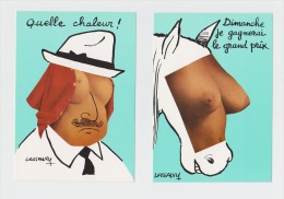 Lot 2 CP HUMORISTIQUE ILLUSTRATEUR LASSALVY /  Seins Nus Femme Cheval / Montage Humour - Lassalvy