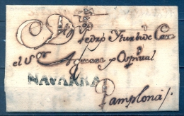 1785 , NAVARRA , CARTA CIRCULADA ENTRE CORELLA Y PAMPLONA , TIZÓN Nº 2 - ...-1850 Prephilately