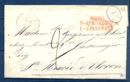 1840 , ZARAGOZA , CARTA CIRCULADA A ST. MARIA DE OLORÓN , MARCA " ZARAGa/ PORTE PAGADO/HASTA LA RAYA " , Nº 33 , LLEGADA - ...-1850 Vorphilatelie