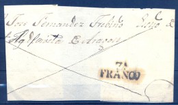 1816 - 1835 , ZARAGOZA  FRONTAL CON LA MARCA Nº 27 EN NEGRO - ...-1850 Préphilatélie