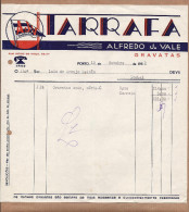 TARRAFA De ALFREDO J.VALE Fabrica De Gravatas - Rua Elisio De Melo PORTO. 1950s Carta Papel Timbrado PORTUGAL - Portugal