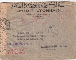 1949.  LETTRE . EGYPTE.  CRÉDIT LYONNAIS  AGENCE DU CAIRE. CENSURE ARABE. EMA CREDIT LYONNAIS LE CAIRE 0.32  /  1820 - Brieven En Documenten