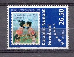 Groenland 2006 Mi Nr 457  Greetings From Groenland; 50 Jaar Europa Zegels , Stamp On Stamp - Nuevos