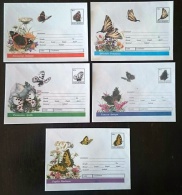 ROUMANIE Papillons, Papillon,butterflies,mariposas, SCHMETTERLINGE, Entiers Postaux Neufs.Serie Complete. - Papillons