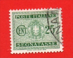 1934 (37) Segnatasse - Stemma Con Fasci Filigrana Coricata Cent. 25 - Usato - Leggi Il Messaggio Del Venditore - Taxe