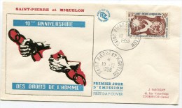 Env. 1 Ier Jour Du 10/12/1958 10 Ième Anniversaire Des Droits De L Homme - Brieven En Documenten