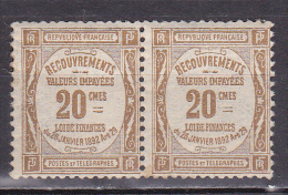 N° 45 Taxes Typographie Dentelés: 20c Bistre: Belle Paire De 2 Timbres Nuef Sans Charnière Impéccable - 1859-1959 Nuevos