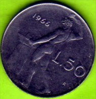 1966 Italia - 50 L (circolata) - 50 Lire