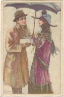 ILLUSTRATORE - BOMPARD- Coppia Con Ombrello Con Regalo Ed Agrifoglio  (1919) - Serie  994-4 - Bompard, S.