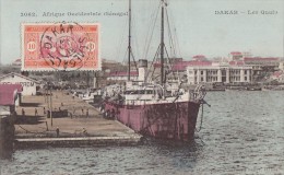 Afrique - Sénégal - AOF - Bâteau Marine Marchande Chalutier - Port Quais - Cachet 1916 - Editeur Fortier - Senegal