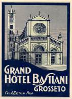 04957 "GRAND HOTEL BASTIANI - GROSSETO - CAV. A. BASTIANI PROP." ETICHETTA ORIGINALE - Etiquettes D'hotels