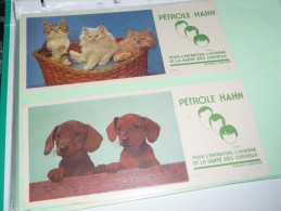 BUVARD Blotting Paper :   2   Buvards    Pétrole Hahn - Chats Chiens - Parfum & Cosmetica