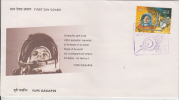 India  2001  Yuri Gagarin  Space  Austronaut  KOLKATA  First Day Cover  # 89549 Inde  Indien - Asien