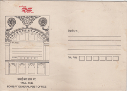 India  1994  Bombay G.P.O. Commemorative Formula Postal Stationary Envelope # 89321  Inde Indien - Covers