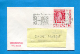 MARCOPHILIE-Lettre MONACO>France Cad Monté Carlo 1985+ Flamme  Expo Centenaire Afft Timbre ConcordantN°1457 - Covers & Documents