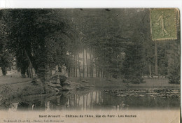 CPA : SAINT-ARNOULT : Le Château De L'Aleu Vu Du Parc : Les Roches : Quelques Personnes Sur Le Rocher - St. Arnoult En Yvelines