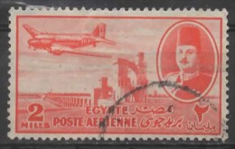 EGYPT 1947 Air. King Farouk, Delta Barrage And Douglas Dakota Transport  -  2m. - Red FU SLIGHT CREASE - Posta Aerea