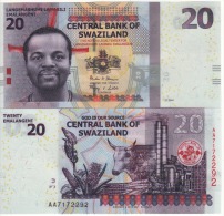 SWAZILAND New  20  Emalangeni    (P37b)  NEW DATE   1.1.2014    UNC - Swaziland