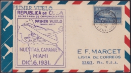 1931-PV-67 CUBA FIRT FLIGHT 1931 NUEVITAS – MIAMI. - Poste Aérienne