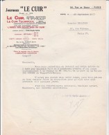 LETTRE A ENTETE JOURNAUX "LE CUIR" PARIS - ANNEE 1933 - Andere & Zonder Classificatie