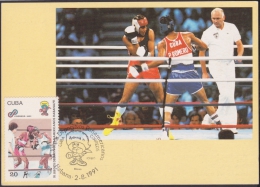 TMA-50 CUBA 1991 TARJETA MAXIMA. CENTROAMERICAN GAMES. BOXEO BOXING. - Cartes-maximum