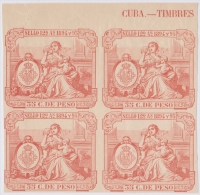 IMP-44 CUBA SPAIN ESPAÑA. REVENUE. POLIZAS. 1894. SELLO 12. BLOCK 4. - Impuestos