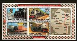 SWAZILAND, 1984, Mint Never Hinged Block Nr 11, Railways, 466-469, F5337 - Swaziland (1968-...)