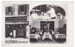 Ristorante Alfredo, 104 Via Della Scrofa, Interior View, Exterior, C1950s Vintage Real Photo Postcard - Bars, Hotels & Restaurants