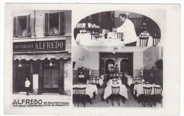 Ristorante Alfredo, 104 Via Della Scrofa, Interior View, Exterior, C1950s Vintage Real Photo Postcard - Cafes, Hotels & Restaurants