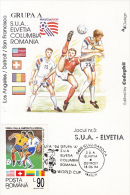 SOCCER, USA'94 WORLD CUP, USA-SWITZERLAND GAME, CM, MAXICARD, CARTES MAXIMUM, 1994, ROMANIA - 1994 – États-Unis