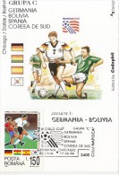 SOCCER, USA'94 WORLD CUP, GERMANY-BOLIVIA GAME, CM, MAXICARD, CARTES MAXIMUM, 1994, ROMANIA - 1994 – États-Unis