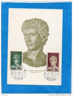 Carte MAXIMUM-SAAR-bustes-Sieger Von Bennevent -JO 1956+ N°353-4-cadvErsttag  Saarebruck - Maximum Cards